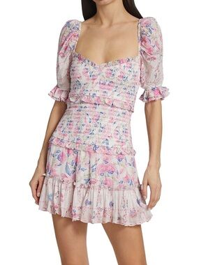 Hemant And Nandita Kati Smocked Mini Dress Large